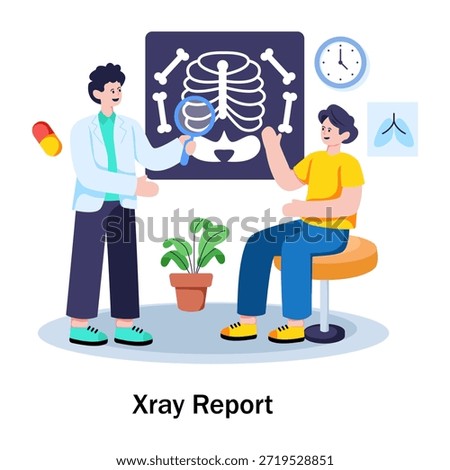 Editable design illustration of x ray report