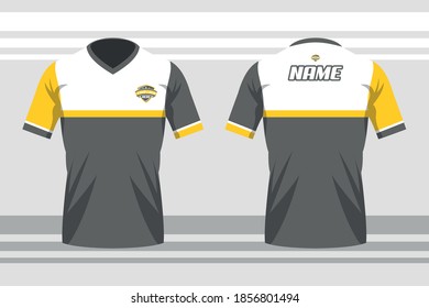 Editable design, jersey mock up for e-sport, bike, run and soccer team - white, yellow, grey