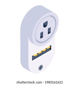 Editable design of power socket board, receptacle icon