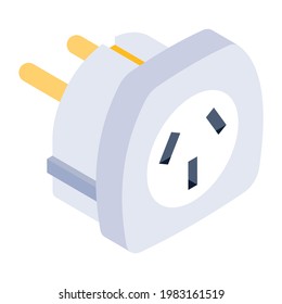 Editable design of three pin socket icon