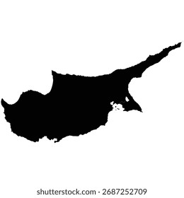 Editable detailed black vector silhouette of Cyprus.