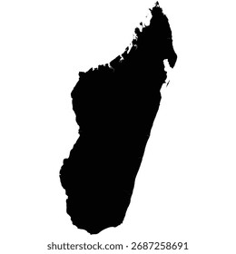 Silueta de Vector negro detallada editable del país de Madagascar.