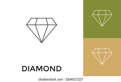 Icono de línea delgada de diamante editable con título. Útil para aplicaciones móviles, sitio web, software y medios impresos.