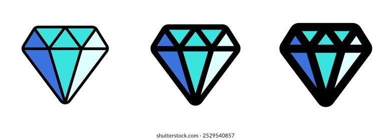 Diamante editable, riqueza, icono de Vector del tesoro. Video Juego, Elementos de juego. Parte de una gran familia de iconos. Perfecto para interfaces de Web y App, presentaciones, infografías, etc