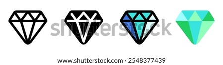 Editable diamond, wealth, treasure vector icon. Video game, game elements. Part of a big icon set family. Perfect for web and app interfaces, presentations, infographics, etc