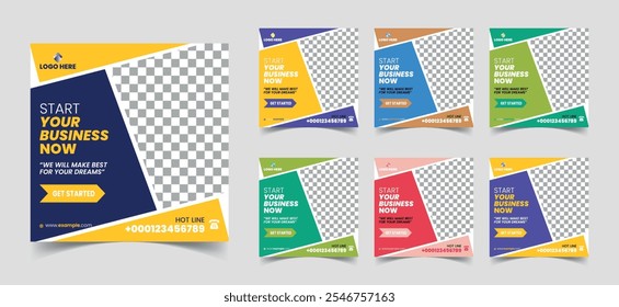 Banner de marketing empresarial digital editável para o modelo de postagem de mídia social. Este cartaz de mídia social é usado para anúncios na Internet em escolas, empresas e empresas. Este é um banner quadrado e uma ilustração vetorial