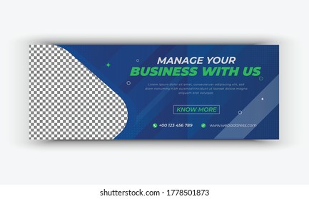 Editable Digital business marketing social media post template, Social Media Timeline Cover Design, Manage your Business, cover page design template
