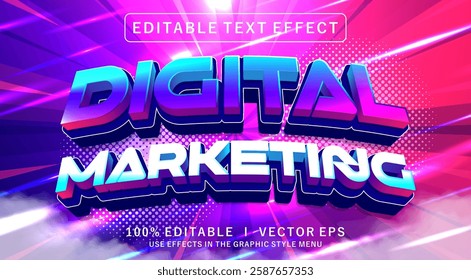 editable digital marketing 3d vector text effect with modern style design