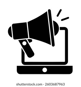 Editable Digital marketing with megaphone and laptop icon Vector illustration

