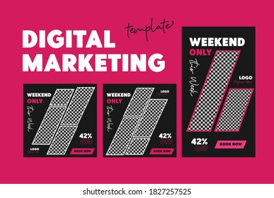 Editable Digital Marketing Post and Story Design. Social Media and Mobile Marketing. Vektor
