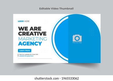 Editable digital marketing thumbnail design for any videos.social media video cover photo layout design