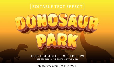 editable dinosaur park vector text effect with modern style design