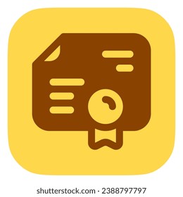 Editable diploma, certificate, acknowledgment vector icon. Education, business, profession. Part of a big icon set family. Perfect for web and app interfaces, presentations, infographics, etc