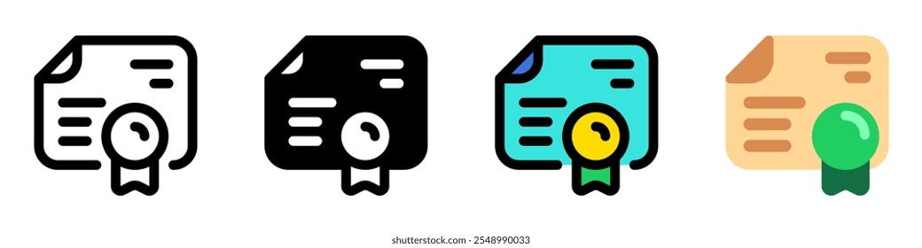 Diploma editável, certificado, ícone do vetor de reconhecimento. Educação, negócios, profissão. Parte de uma grande família de conjuntos de ícones. Perfeito para interfaces web e app, apresentações, infográficos, etc