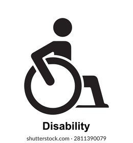 Editable disability icon vector representing accessibility, inclusive healthcare, rehabilitation support, mobility assistance, and equal access to medical services. Fully scalable vector icon ideal for hospitals, rehabilitation centers, healthcare websites, accessibility guides, mobile apps, medical infographics, and public health communication.