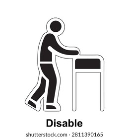 Editable disability icon vector representing accessibility, inclusive healthcare, rehabilitation support, mobility assistance, and equal access to medical services. Fully scalable vector icon ideal for hospitals, rehabilitation centers, healthcare websites, accessibility guides, mobile apps, medical infographics, and public health communication.