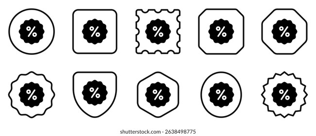 Editable discount badge vector icon. Part of a big icon set family. Perfect for web and app interfaces, presentations, infographics, etc