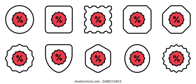 Editable discount badge vector icon. Part of a big icon set family. Perfect for web and app interfaces, presentations, infographics, etc
