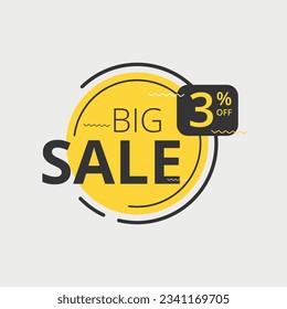 Editable discount banner template, Vector illustration of discount banner for online sales websites and social media posts. 3% off banner.