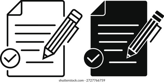 Documento Editable Con Símbolo De Lápiz Para Escritura De Archivos, Acuerdo, Formulario Y Vector De Administración De Contenido