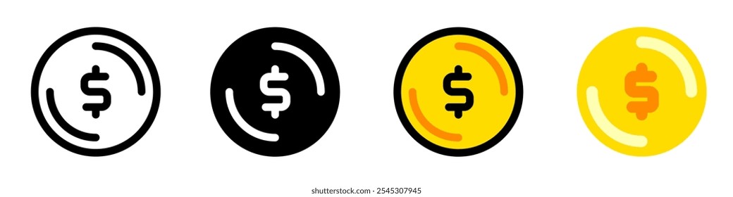 Editable dollar coin vector icon. Part of a big icon set family. Finance, business, investment, accounting. Perfect for web and app interfaces, presentations, infographics, etc