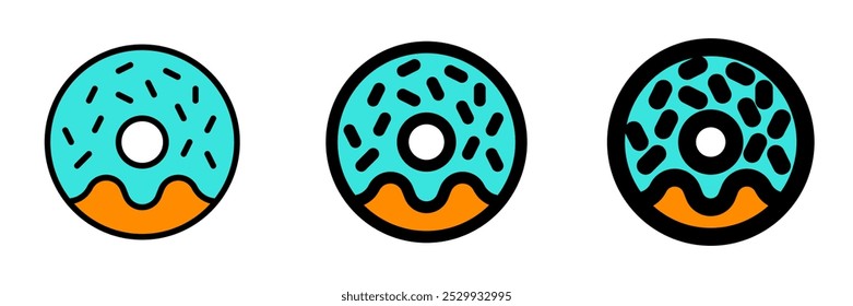 Donut editable, icono de Vector de donut. Panadería, cocina, comida. Parte de una gran familia de iconos. Perfecto para interfaces de Web y App, presentaciones, infografías, etc