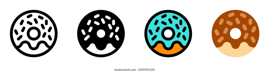 Donut editable, icono de Vector de donut. Panadería, cocina, comida. Parte de una gran familia de iconos. Perfecto para interfaces de Web y App, presentaciones, infografías, etc