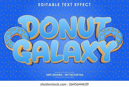 Editable donuts galaxy text effect with illustration of blueberry donuts