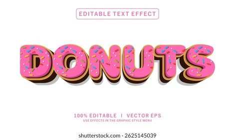 editable donuts vector text effect with modern style design