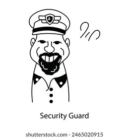 Editable doodle avatar of a security guard 