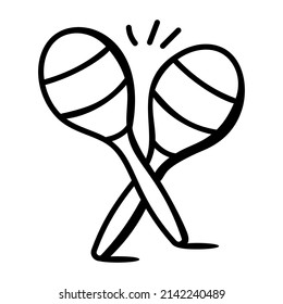 Editable doodle design vector of maracas icon

