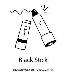 Editable doodle icon of black stick 
