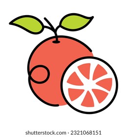 Ein bearbeitbares Doodle-Symbol für Blutorange 