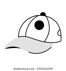 An editable doodle icon of cricket cap 