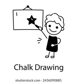 Icono de garabato editable que representa el dibujo de tiza 