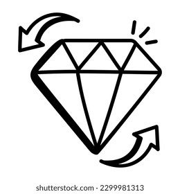An editable doodle icon of diamond