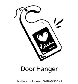 An editable doodle icon of door hanger 