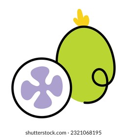An editable doodle icon of feijoa