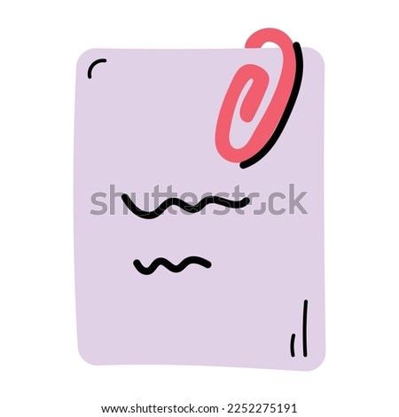 An editable doodle icon of file attachment 