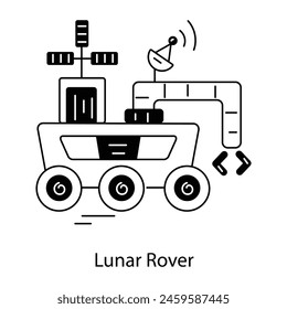 Editable doodle icon of a lunar rover 