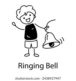 Editable doodle icon of ringing bell 