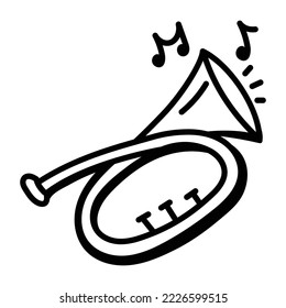 An editable doodle icon of tuba  