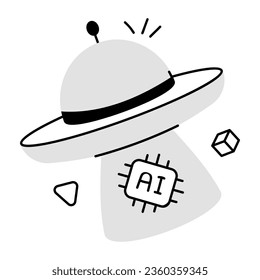 An editable doodle icon of ufo 