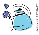 Editable doodle icon of whistle kettle 