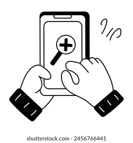 Editable doodle icon of zoom in screen 