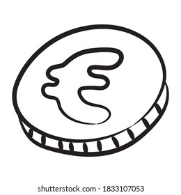 Vector de línea de doodle editable de la moneda de euro, dinero metálico 