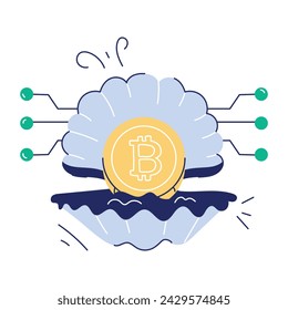 Editable doodle mini illustration of bitcoin currency