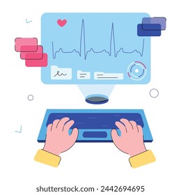 Editable doodle mini illustration depicting ai healthcare 