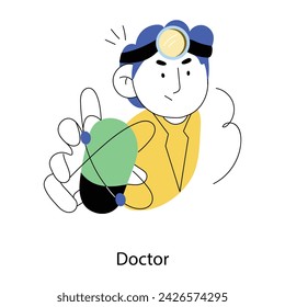 Editable doodle mini illustration of a doctor 