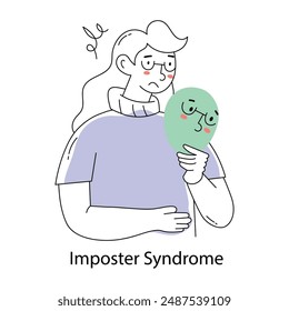 An editable doodle mini illustration of imposter syndrome